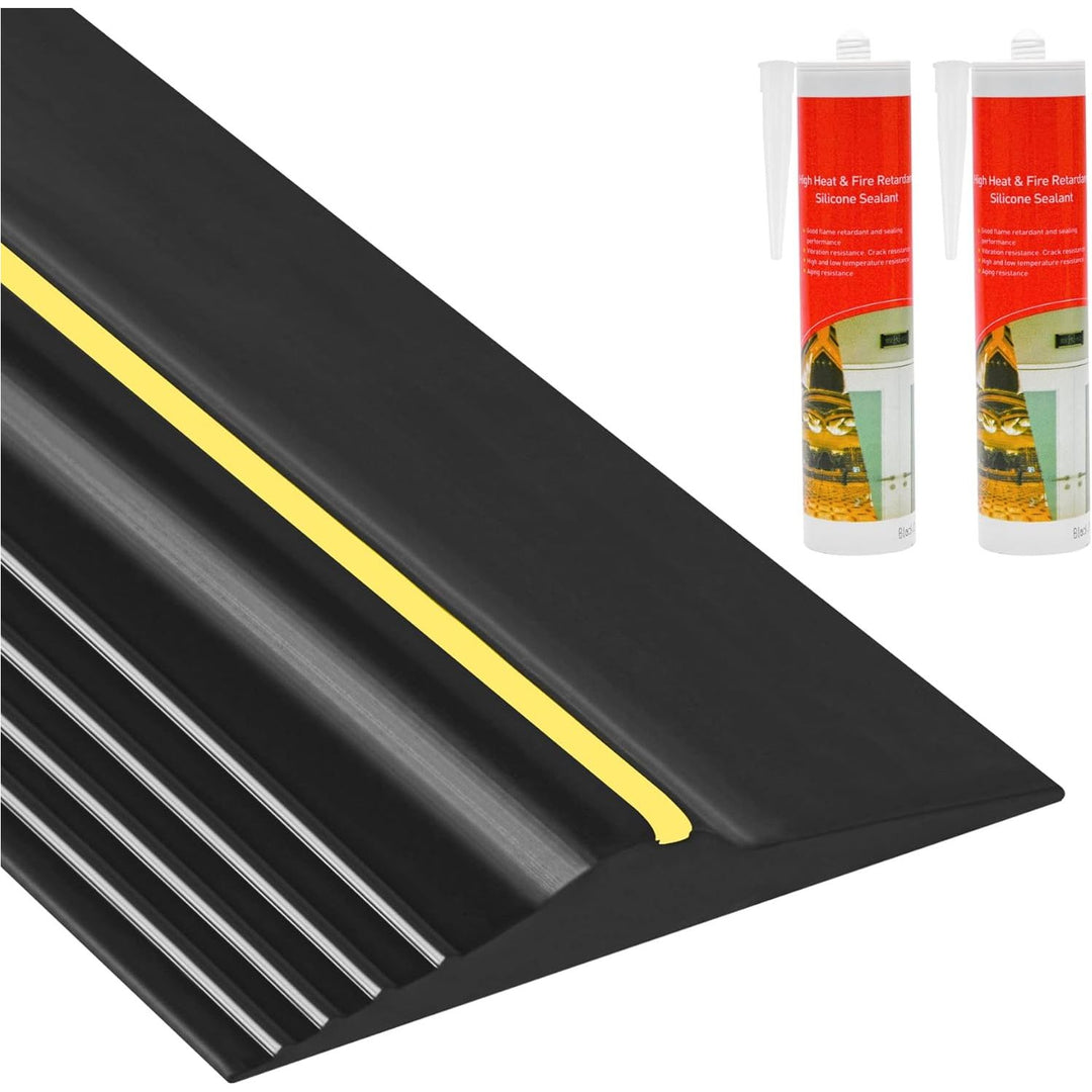 16.5 Ft Universal Garage Door Threshold Seal Bottom with 300ml Black Adhesives, Weatherproof Rubber Bottom Weather Stripping DIY Seal Strip Replacement (5M, Black) - Just Closeouts Canada Inc.