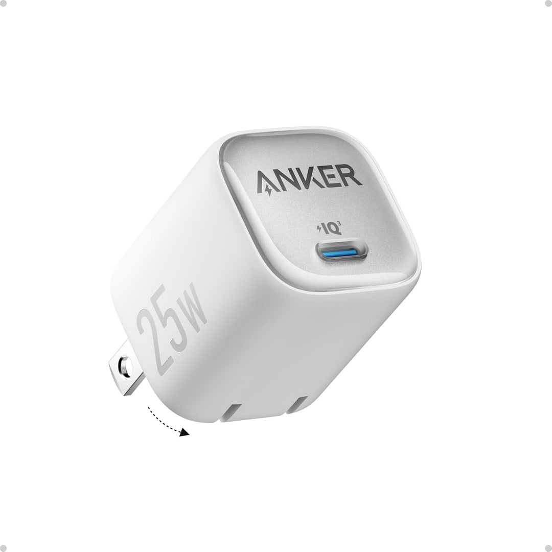 Anker 25W USB C Charger Block, Compact and Foldable, Supports PPS Fast Charging for Galaxy S24/Z Fold/Z Flip/Tab, iPhone, iPad (Cable Not Included) (White) - Just Closeouts Canada Inc.