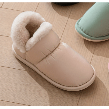 Fashionable Women Indoor Cozy Non Slip House Slipper Bootie with Faux Fur, Beige - Just Closeouts Canada Inc.