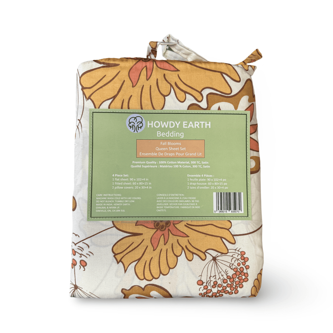 Howdy Earth Bedding Fall Blooms Queen Sheet Set - Just Closeouts Canada Inc.5065015935070