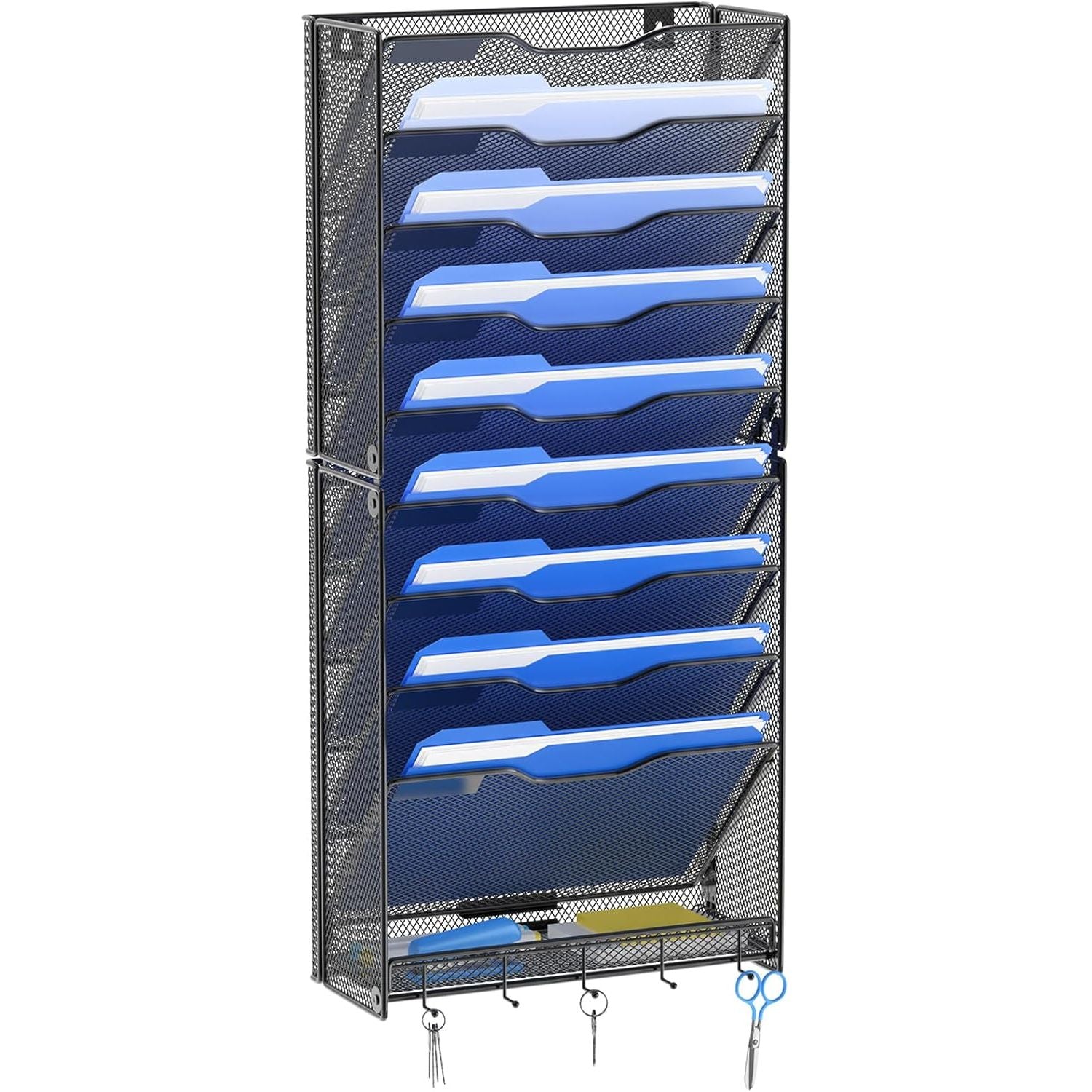 Netuno Wall File Holder Silver Metal Organiser A4 43.5 X 7.8 X 30.8 Cm 17.1 X 3.1 X 12.1 Inch Office School Home Modern Durable - View #11