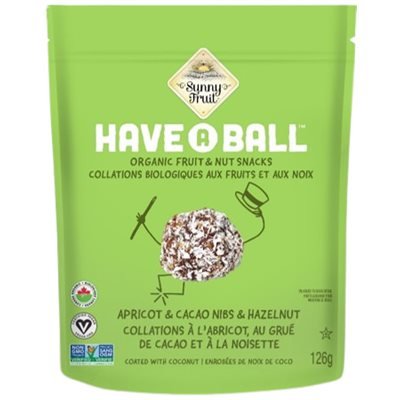 Sunny Fruit Have A Ball Organic Fruit & Nut Snacks Apricot & Cacao Nibs & Hazelnut, 126g - Just Closeouts Canada Inc.