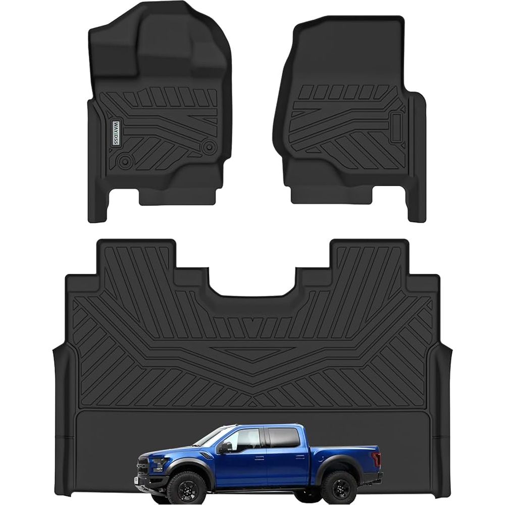 WAYIDSS Floor Mats for 2015 - 2024 Ford F - 150/ F150 Lightning SuperCrew Cab(Not Fit Rear Seat with Under - Seat Fold Flat Storage),TPE All Weather Protection 2 Rows Car Floor Liners Accessories - Black - Just Closeouts Canada Inc.