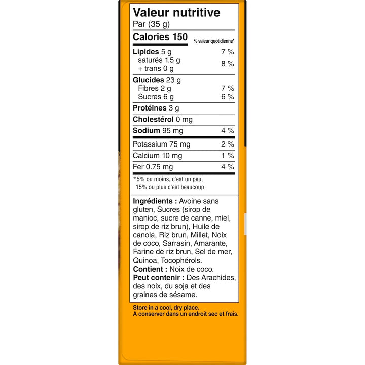 KIND Healthy Grains Bars, Oats & Honey with Toasted Coconut, 35g, 5 Count Box, 5 x 35 g bars