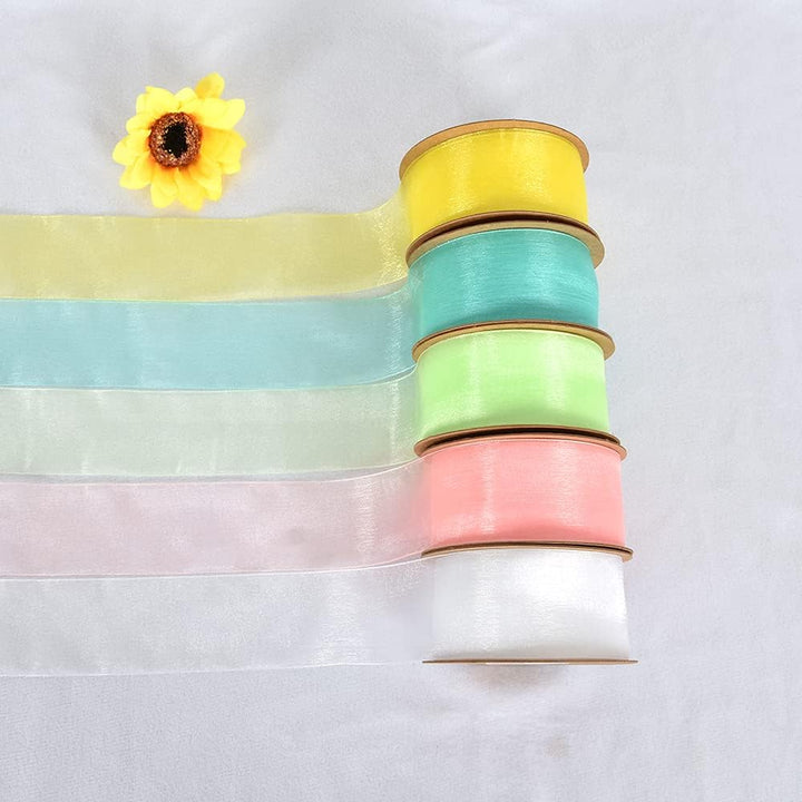 1-1/2 Inch White Organza Ribbon 25 Yards Sheer Chiffon Ribbons for Crafts Wedding Christmas Tree Decorations Valentine's Day Gift Wrapping Bow Making Floral Bouquets Wrapping - Just Closeouts Canada Inc.
