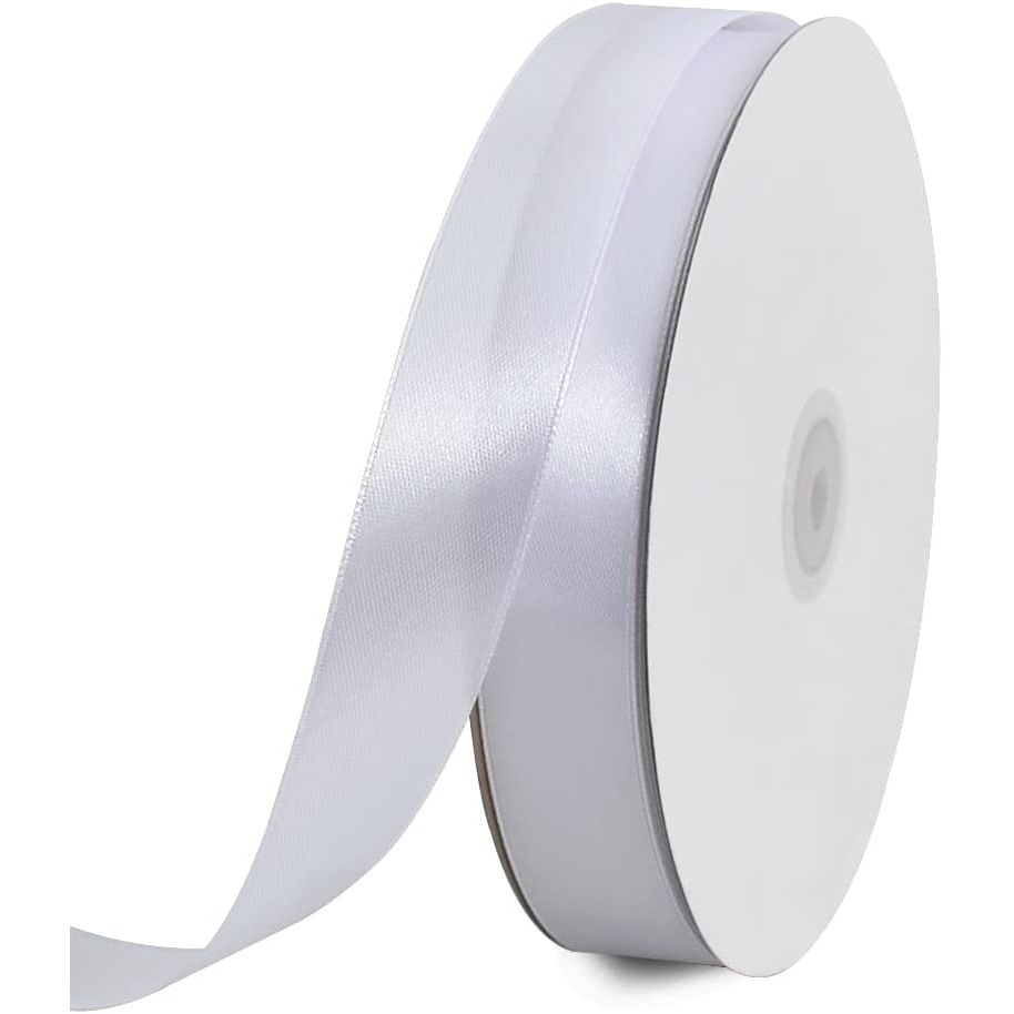 1 Inch x 100yds White Satin Ribbon, Thin Solid Color Satin Ribbon for Gift Wrapping, Crafts, Hair Bows Making, Wedding Party Decoration, Sewing, Invitation Cards, Floral Bouquets, Christmas - Just Closeouts Canada Inc.
