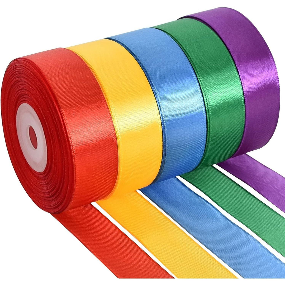 1 Inch x 125 Yards 5 Colors Satin Ribbon Rolls, Mixed Bright Dark Gorgeous Color Set Fabric Ribbon for Gift Wrapping Embellish Wedding Birthday Party Decoration Bow Making Floral Craft Sewing - Just Closeouts Canada Inc.