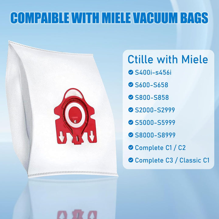 10 Pack Replacement Miele Vacuum Bag,3D AirClean Dust Bags Compatible with Miele GN Series Classic C1, Complete C1/C2/C3,S2,S3,S4,S5,S6,S7,S8 Series Vacuum Cleaner Bags with 10 Filters and 1 Brushes - Just Closeouts Canada Inc.X003YGOLFN