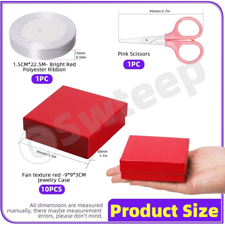 10 Red Jewelry Gift Boxes with Ribbon and Scissors - Just Closeouts Canada Inc.X0043BZOOZ