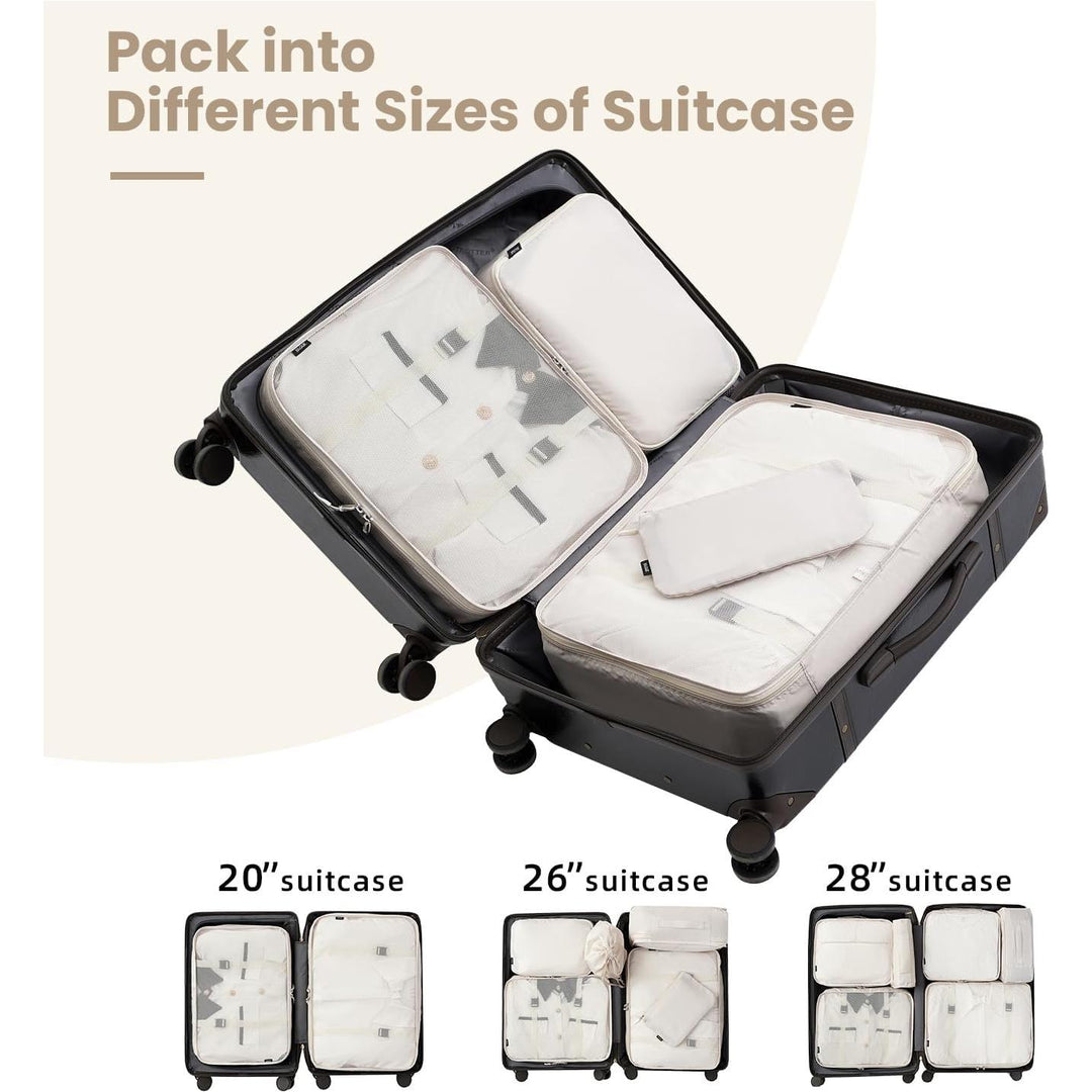 10 Set Packing Cubes Various Sizes Packing Organizer for Travel Accessories Luggage Carry On Suitcase - Cream - Just Closeouts Canada Inc.