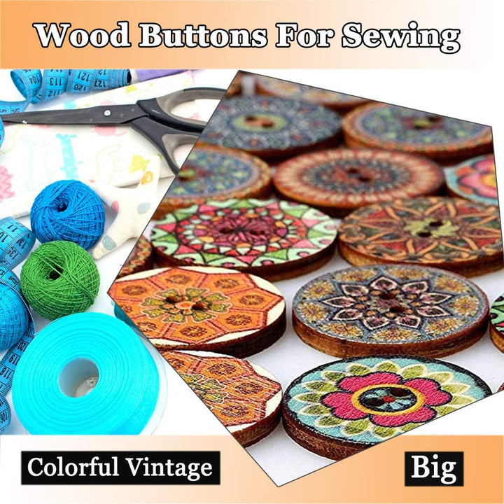 100 Assorted 1-Inch Colourful Wood Buttons - Just Closeouts Canada Inc.X0041W5YYB