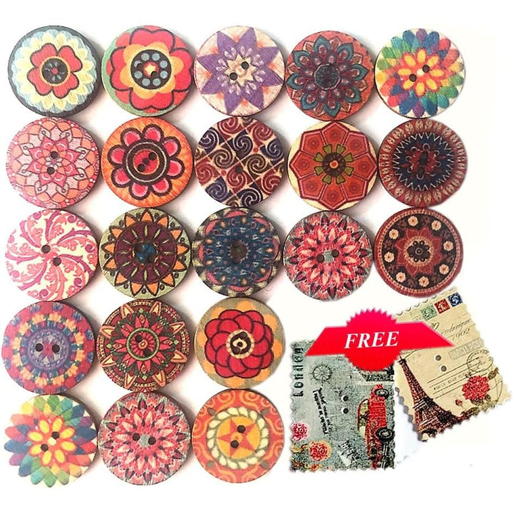 100 Assorted 1-Inch Colourful Wood Buttons - Just Closeouts Canada Inc.X0041W5YYB