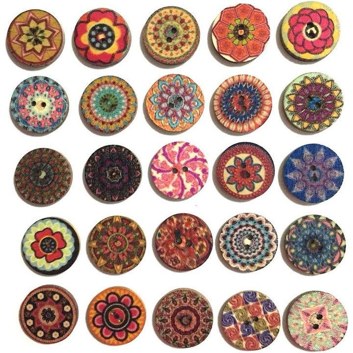 100 Assorted 1-Inch Colourful Wood Buttons - Just Closeouts Canada Inc.X0041W5YYB