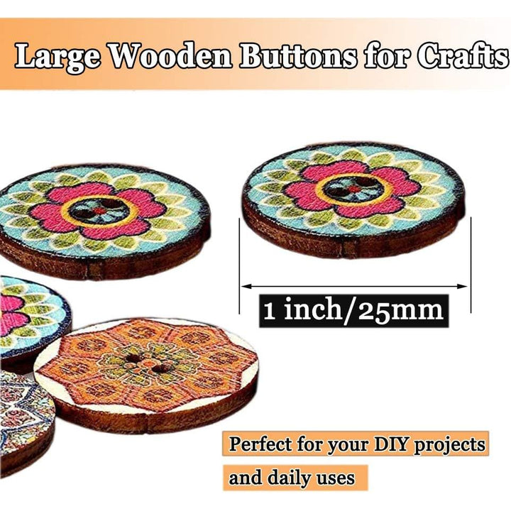 100 Assorted 1-Inch Colourful Wood Buttons - Just Closeouts Canada Inc.X0041W5YYB