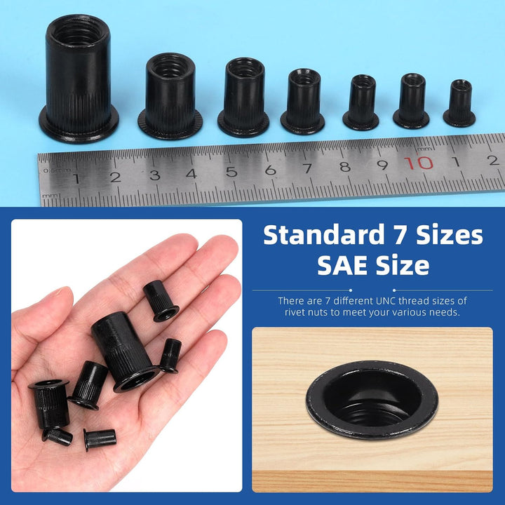 100 Black Zinc-Plated 1/4-20 UNC Flat Head Rivet Nuts - Just Closeouts Canada Inc.
