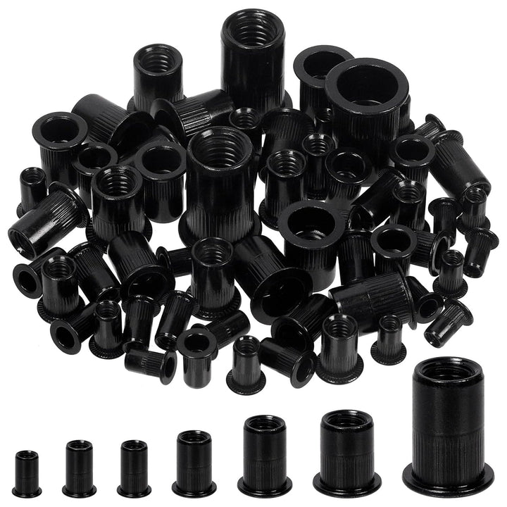 100 Black Zinc-Plated 1/4-20 UNC Flat Head Rivet Nuts - Just Closeouts Canada Inc.