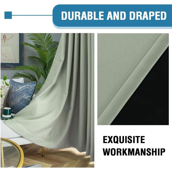 100% Blackout Curtains for Bedroom, Thermal Insulated Blackout Curtains Sage Green 96 inch Long, Heat and Light Blocking Curtains for Living Room Grommet Window Curtains 2 Panels Set - Just Closeouts Canada Inc.
