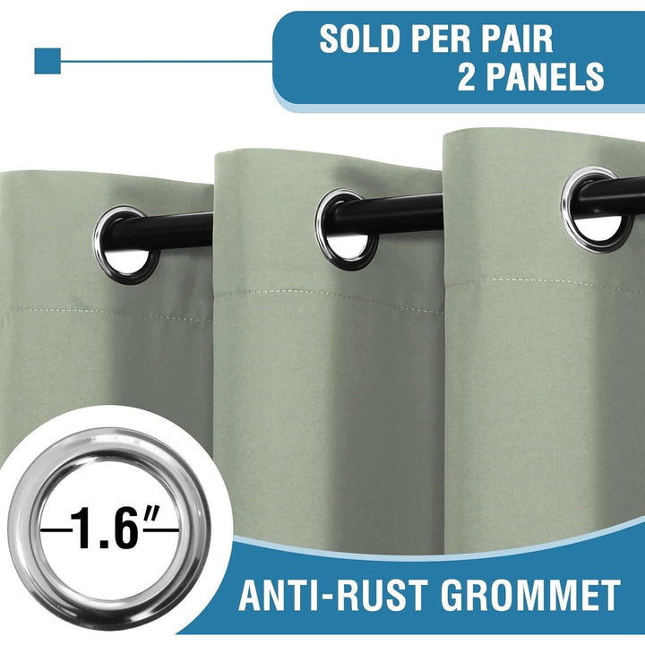 100% Blackout Curtains for Bedroom, Thermal Insulated Blackout Curtains Sage Green 96 inch Long, Heat and Light Blocking Curtains for Living Room Grommet Window Curtains 2 Panels Set - Just Closeouts Canada Inc.