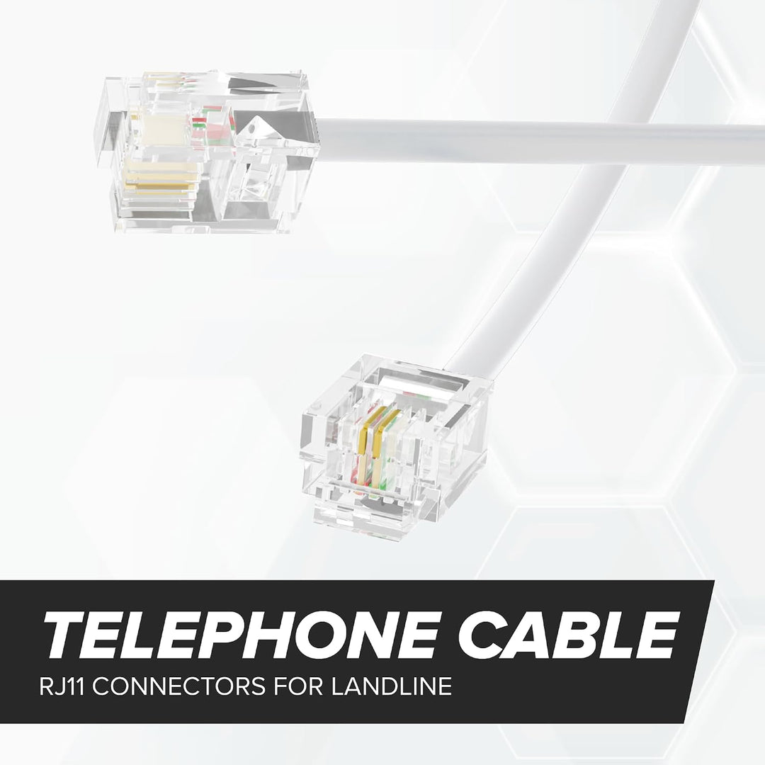 100 ft White Two-Conductor RJ11 Telephone Line Cable - Just Closeouts Canada Inc.