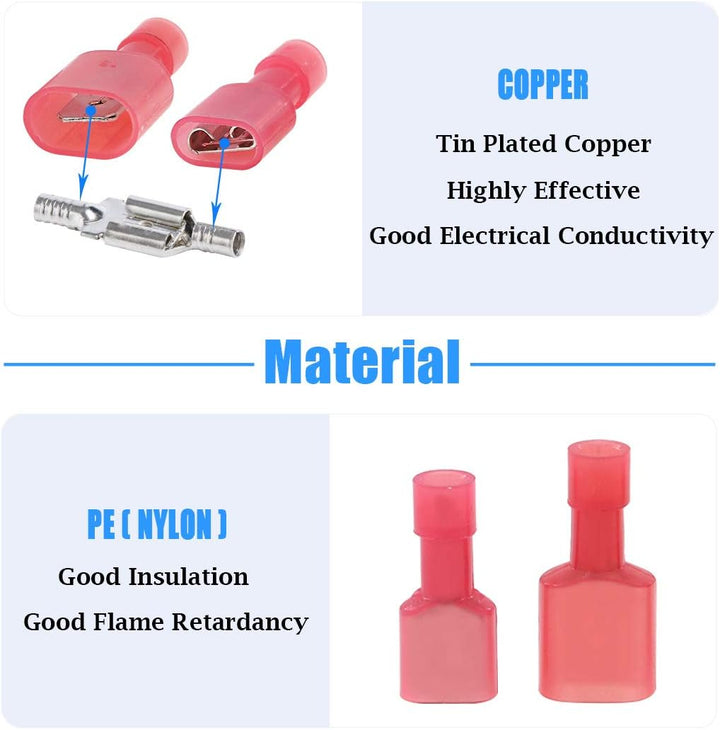 100 Fully Insulated Male and Female Spade Crimp Terminals - Just Closeouts Canada Inc.