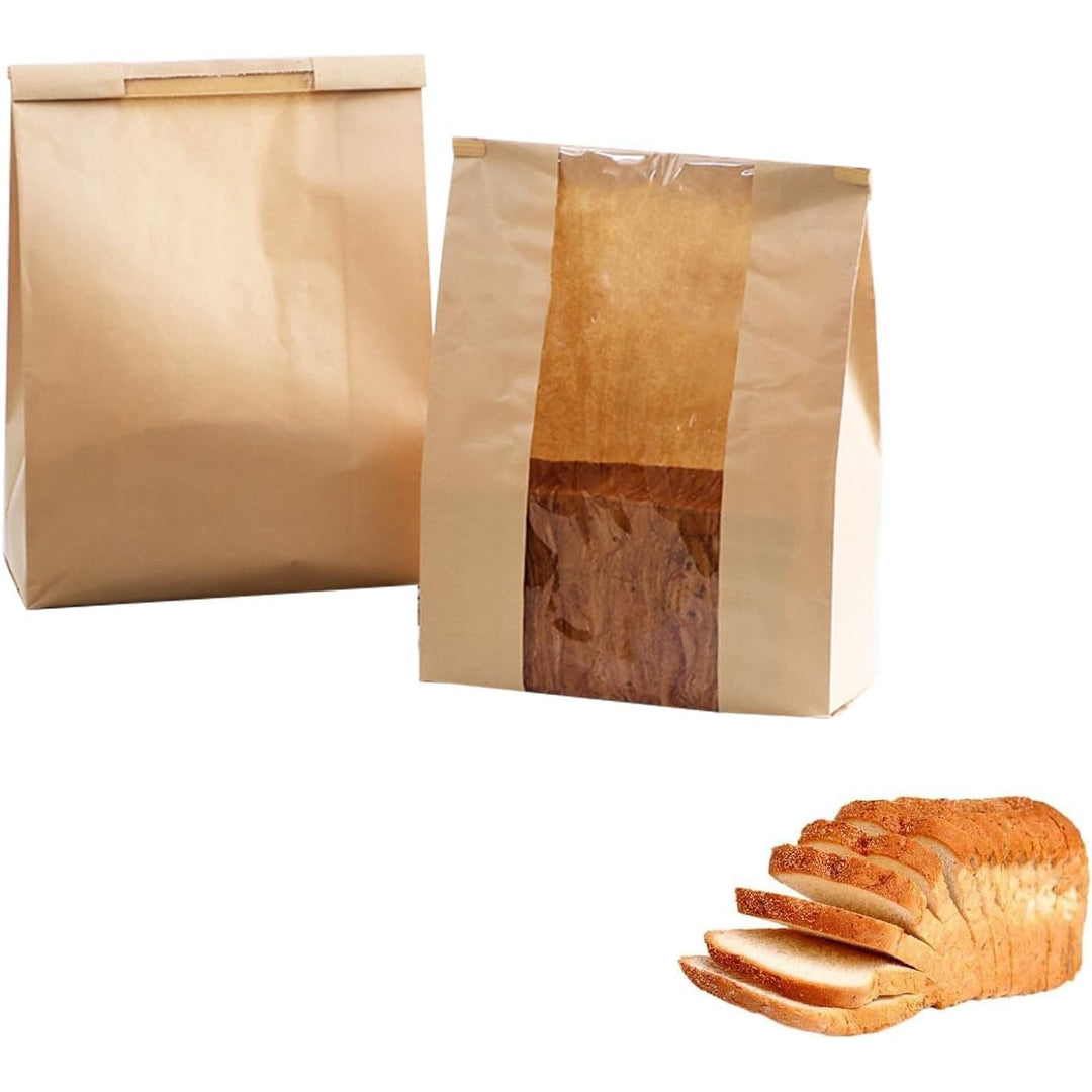 100 Kraft Bread Bags with Windows and Tin Ties, 13.7 × 8.2 × 3.5 In. - Just Closeouts Canada Inc.