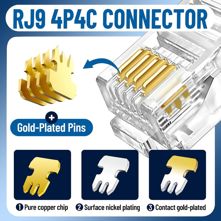 100-Pack Clear RJ9 4P4C Handset Cord Crimp Plugs - Just Closeouts Canada Inc.
