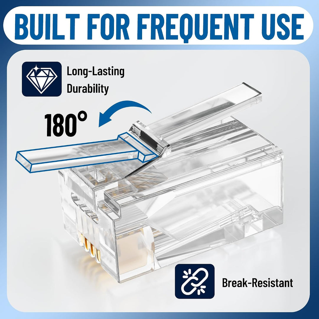 100-Pack Clear RJ9 4P4C Handset Cord Crimp Plugs - Just Closeouts Canada Inc.