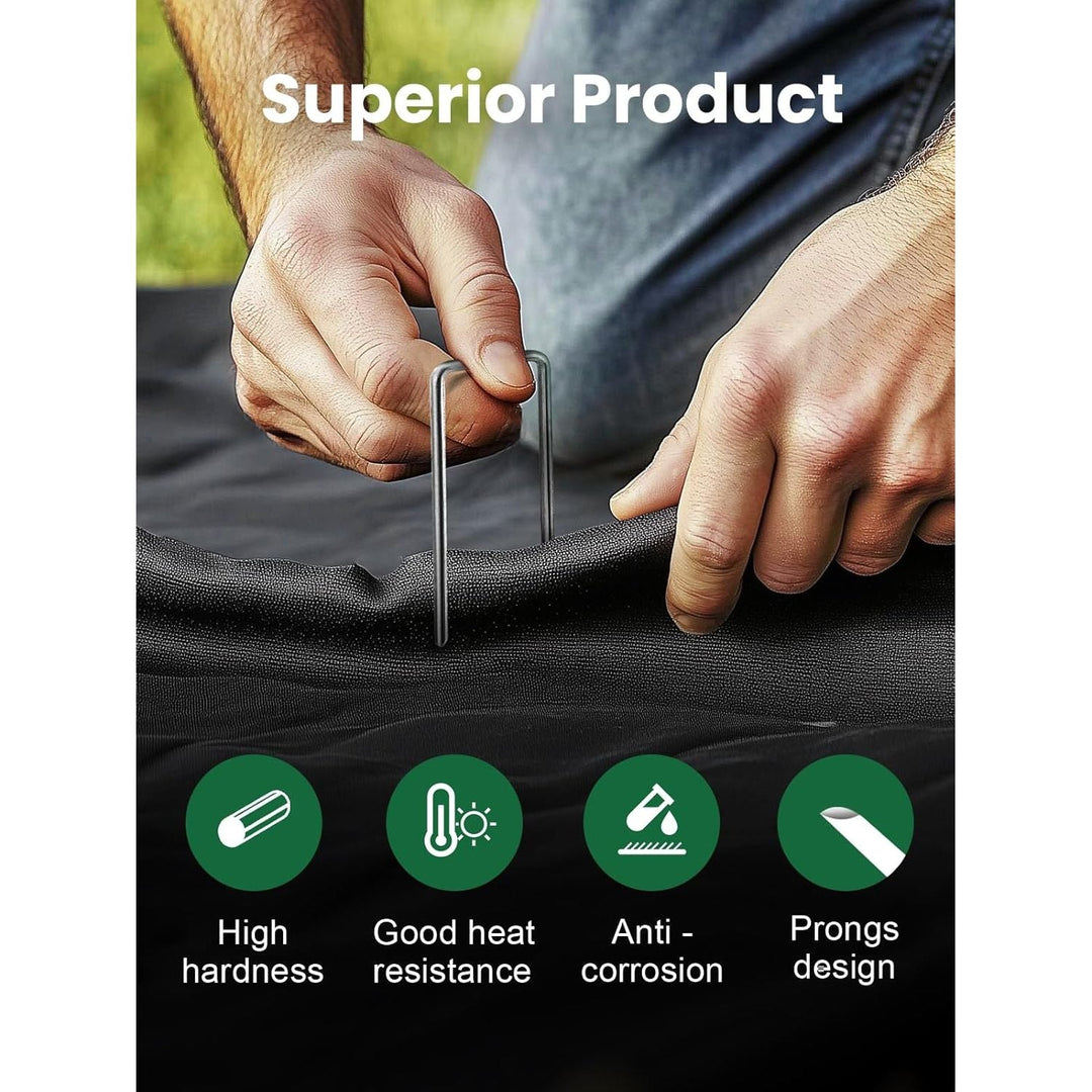 100 Packs 6 Inch Heavy Duty 11 Gauge Galvanized Steel Garden Stakes Staples Securing Pegs for Securing Weed Fabric Landscape Fabric Netting Ground Sheets and Fleece - Just Closeouts Canada Inc.