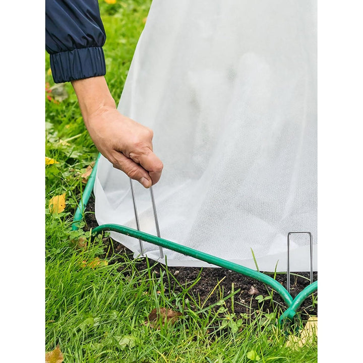 100 Packs 6 Inch Heavy Duty 11 Gauge Galvanized Steel Garden Stakes Staples Securing Pegs for Securing Weed Fabric Landscape Fabric Netting Ground Sheets and Fleece - Just Closeouts Canada Inc.