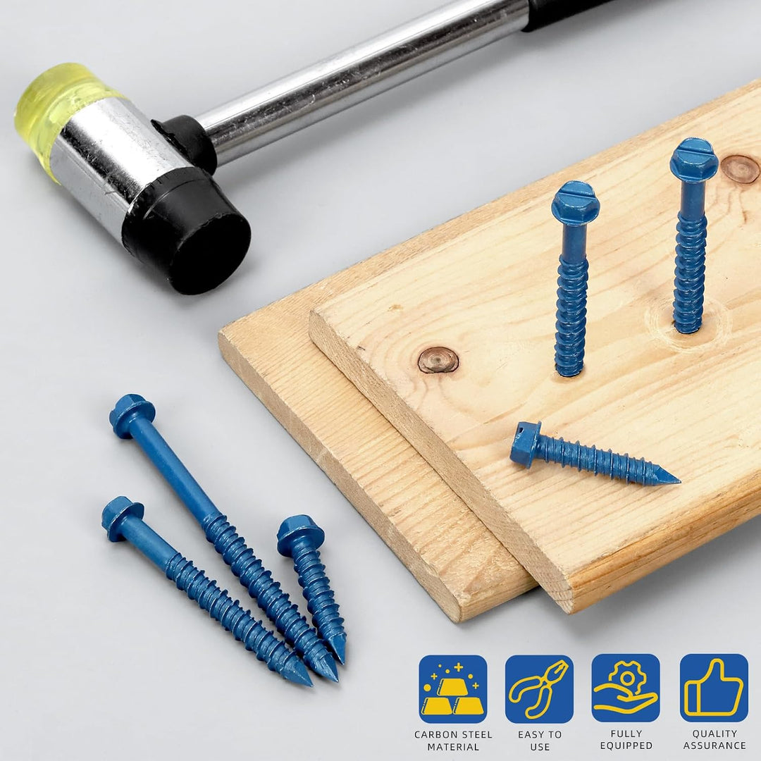 102-Piece 1/4-Inch Blue Concrete Screw Assortment with Bits - Just Closeouts Canada Inc.