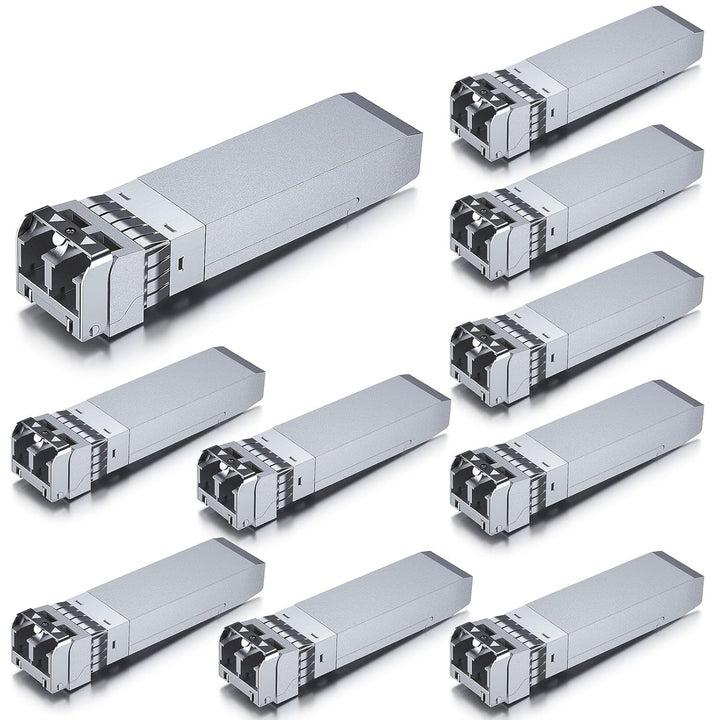 10Gtek 10GBase - SR SFP+ Transceiver, 10G 850nm MMF, up to 300 Meters, Compatible with Cisco SFP - 10G - SR, Ubiquiti unifi UF - MM - 10G, Mikrotik S+85DLC03D, D - Link, Supermicro, Netgear and More, Pack of 10 - Just Closeouts Canada Inc.