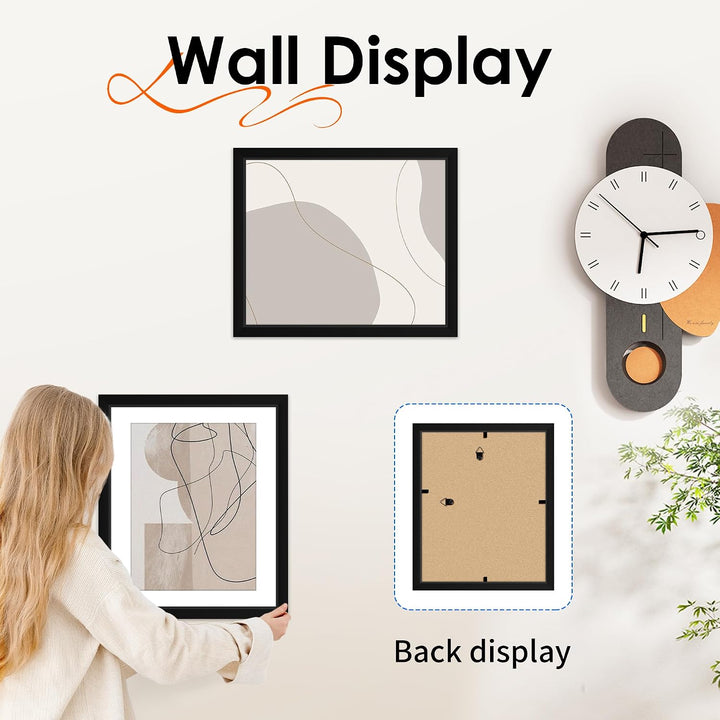 Black picture frame wall display and backing