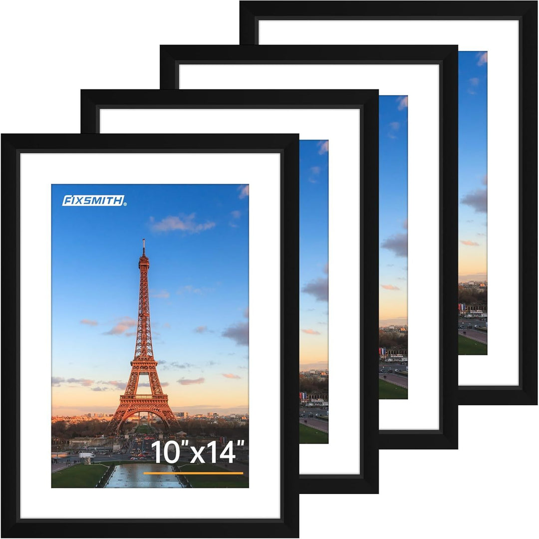 10x14 Picture Frame Set of 4, Photo Frame with HD Plexiglass, Display Pictures 8.5x11 with Mat or 10x14 Without Mat, Black Picture Frames Collage Wall Decor, Gallary Wall Frame - Just Closeouts Canada Inc.6971152696264