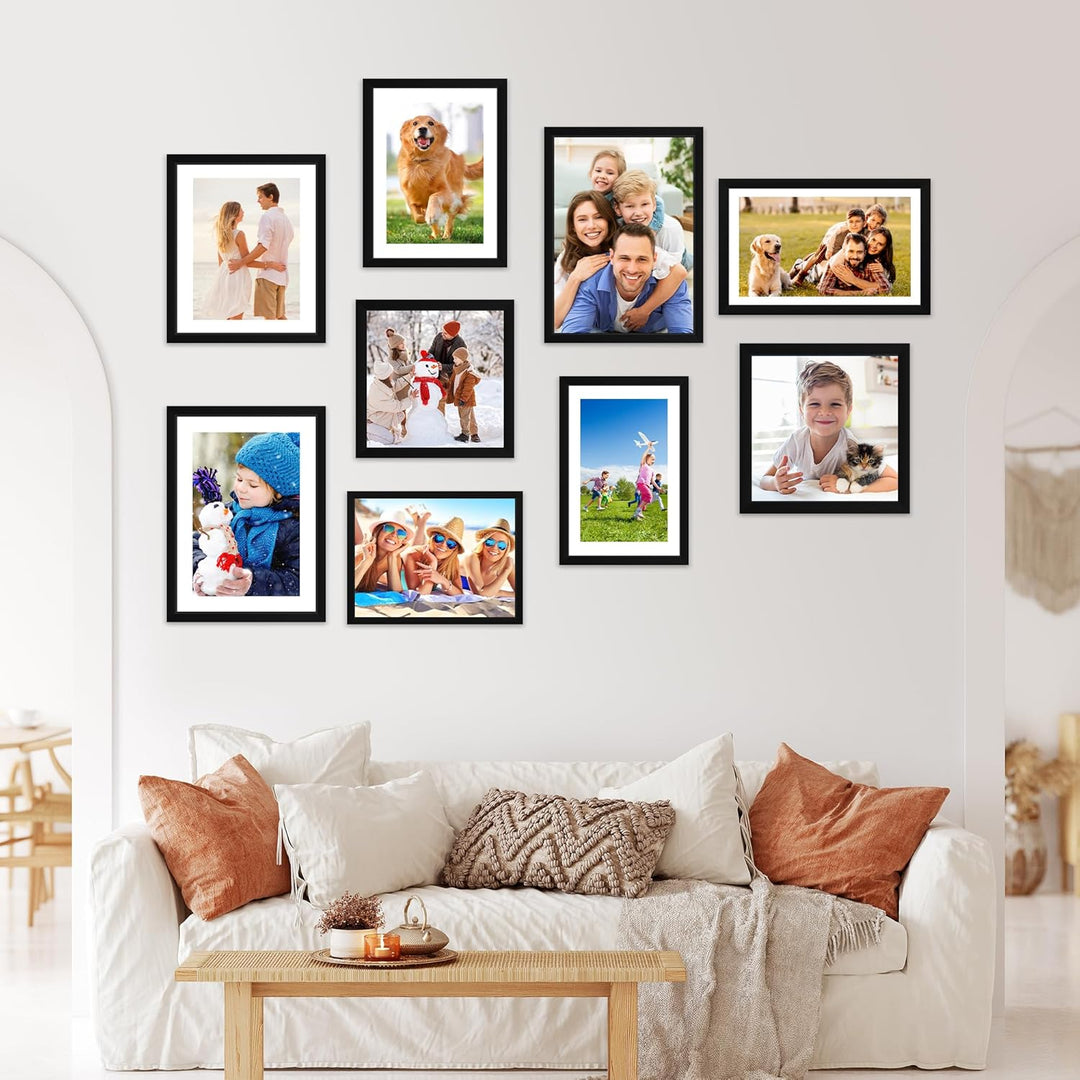 10x14 Picture Frame Set of 4, Photo Frame with HD Plexiglass, Display Pictures 8.5x11 with Mat or 10x14 Without Mat, Black Picture Frames Collage Wall Decor, Gallary Wall Frame - Just Closeouts Canada Inc.6971152696264