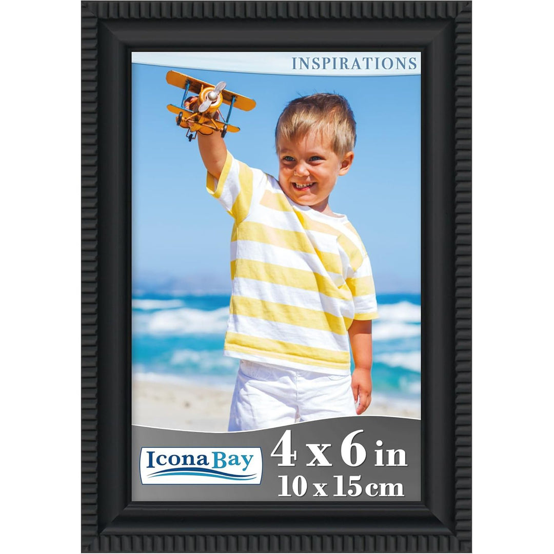 10x15 cm Black Picture Frame - Beautifully Detailed Moulding - Contemporary Picture Frame - Wall Mount or Table Top - Inspirations Collection, 1PK - Just Closeouts Canada Inc.669002366141
