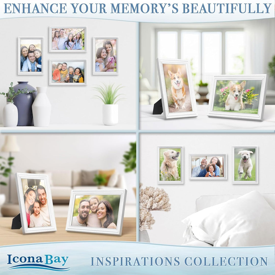 10x15 cm White Picture Frame - Beautifully Detailed Moulding - Contemporary Picture Frame - Wall Mount or Table Top - Inspirations Collection, 1PC - Just Closeouts Canada Inc.669002366172