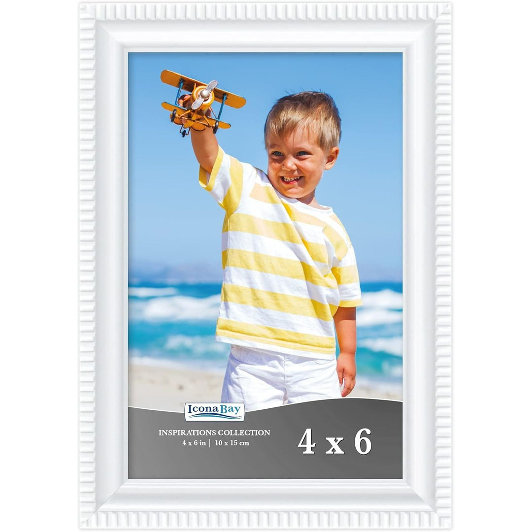 10x15 cm White Picture Frame - Beautifully Detailed Moulding - Contemporary Picture Frame - Wall Mount or Table Top - Inspirations Collection, 1PC - Just Closeouts Canada Inc.669002366172