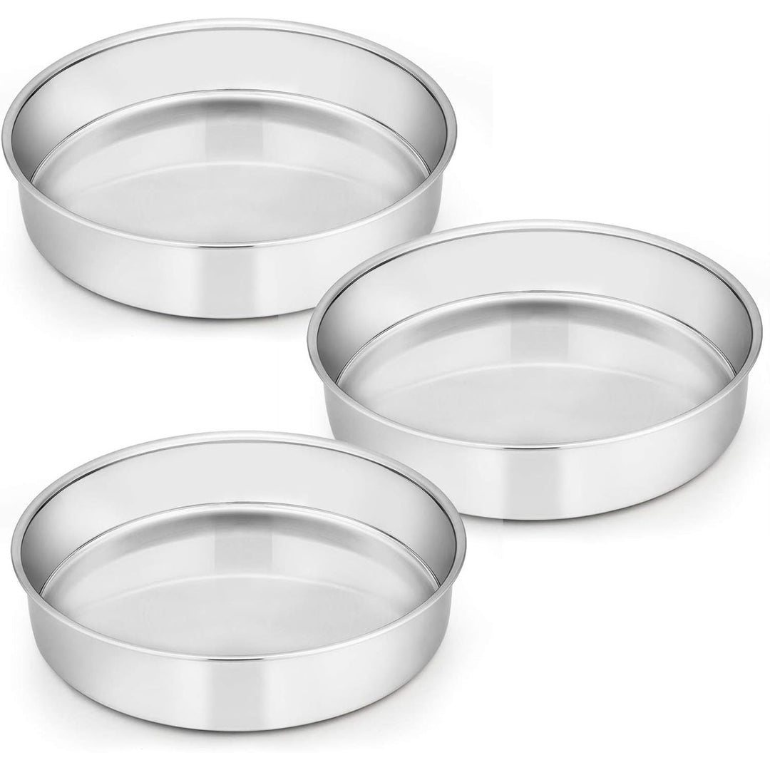 11 Inch Cake Pan Set of 3, Stainless Steel Round Cake Baking Pans, Non - Toxic & Healthy, Mirror Finish & Dishwasher Safe - Just Closeouts Canada Inc.