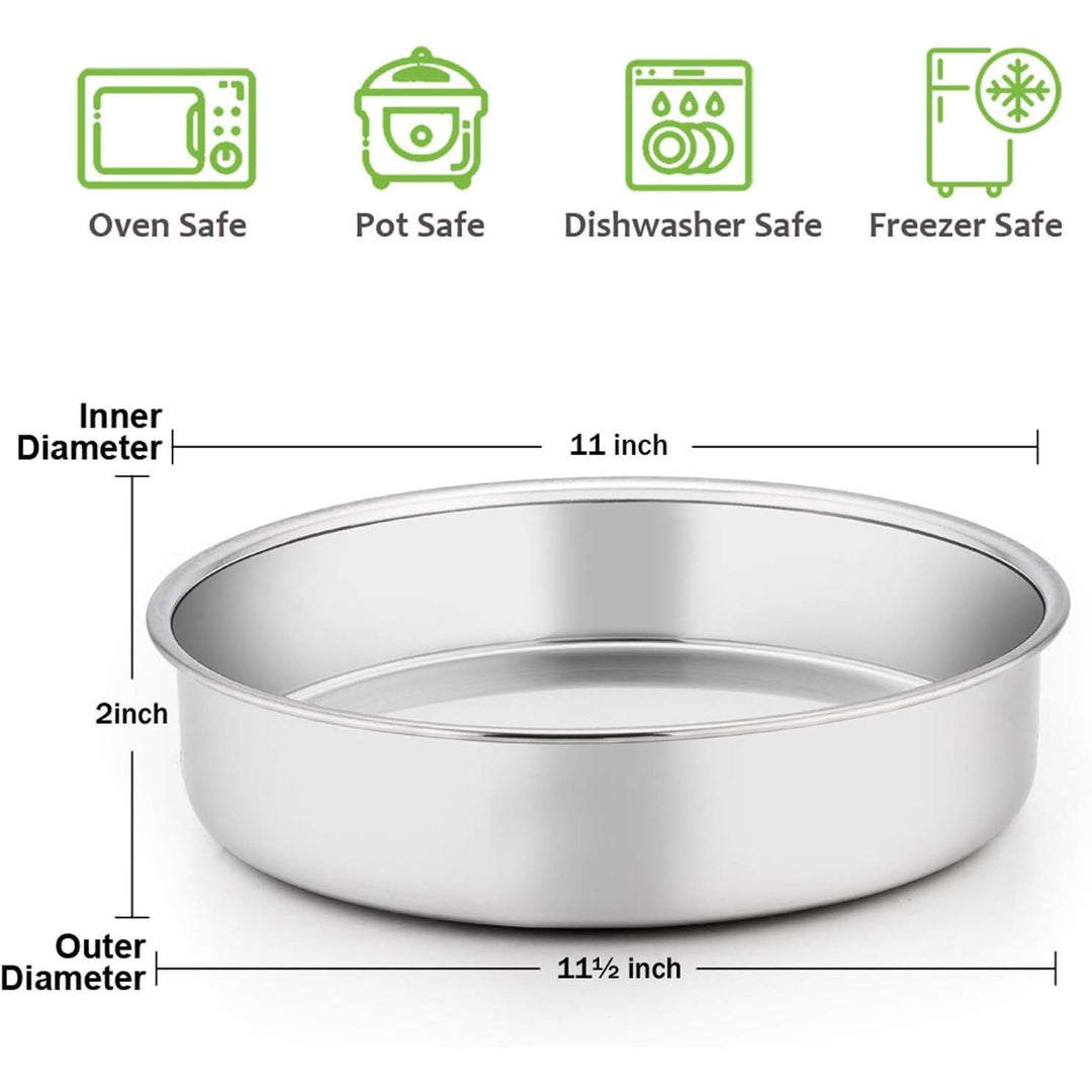 11 Inch Cake Pan Set of 3, Stainless Steel Round Cake Baking Pans, Non - Toxic & Healthy, Mirror Finish & Dishwasher Safe - Just Closeouts Canada Inc.