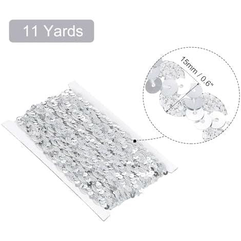 11-Yard Silver Sequin Braid Trim, 0.6-Inch Wide - Just Closeouts Canada Inc.X004WWATQD