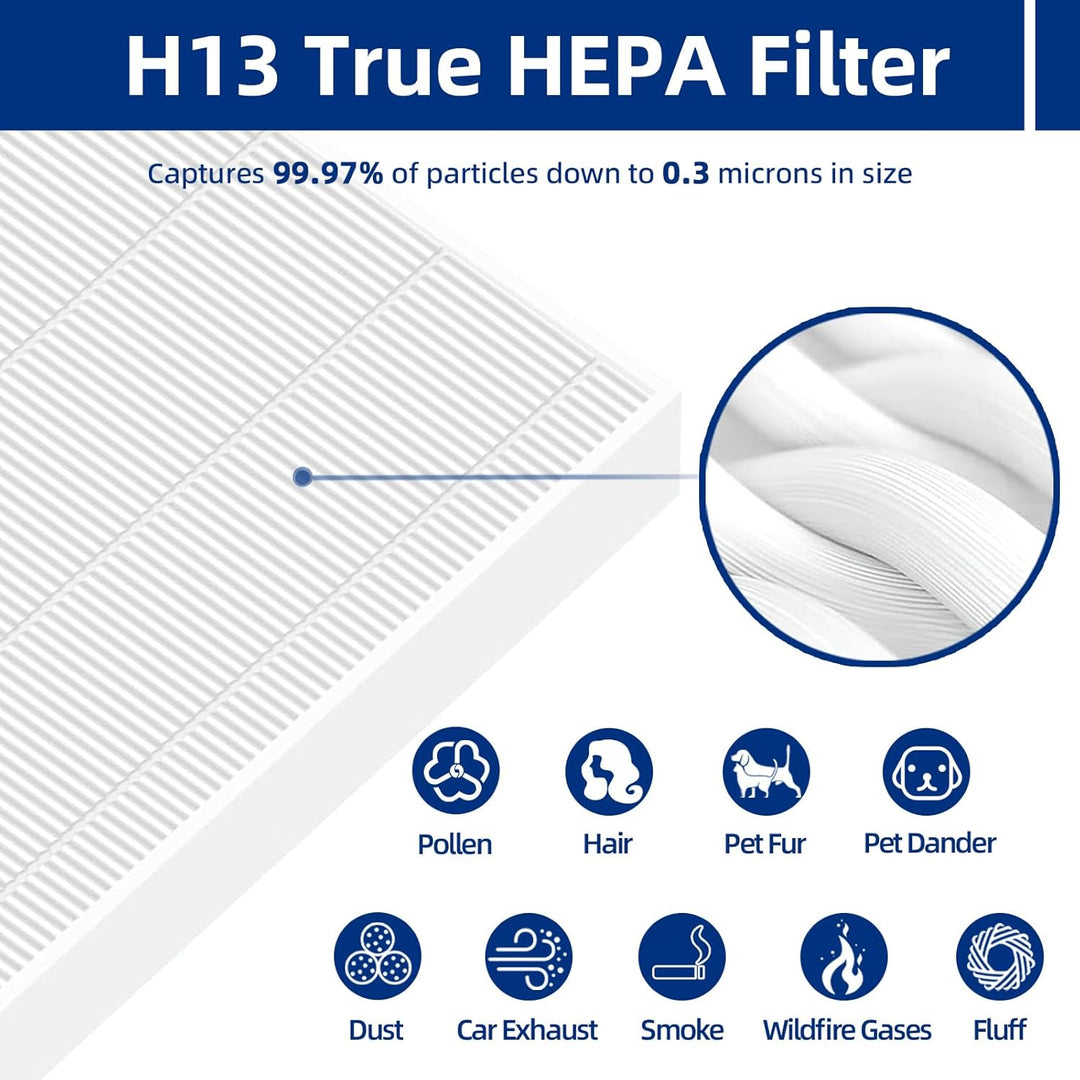 115115 Replacement Filter A Compatible with Winix PlasmaWave 5300, 6300, C535, 5300 - 2, 6300 - 2, P300, AM90, 9000, 5000, 5000B, C909, 9800 Air Purifier - 2 x True HEPA Filter + 8 x Carbon Pre - Filters - Just Closeouts Canada Inc.