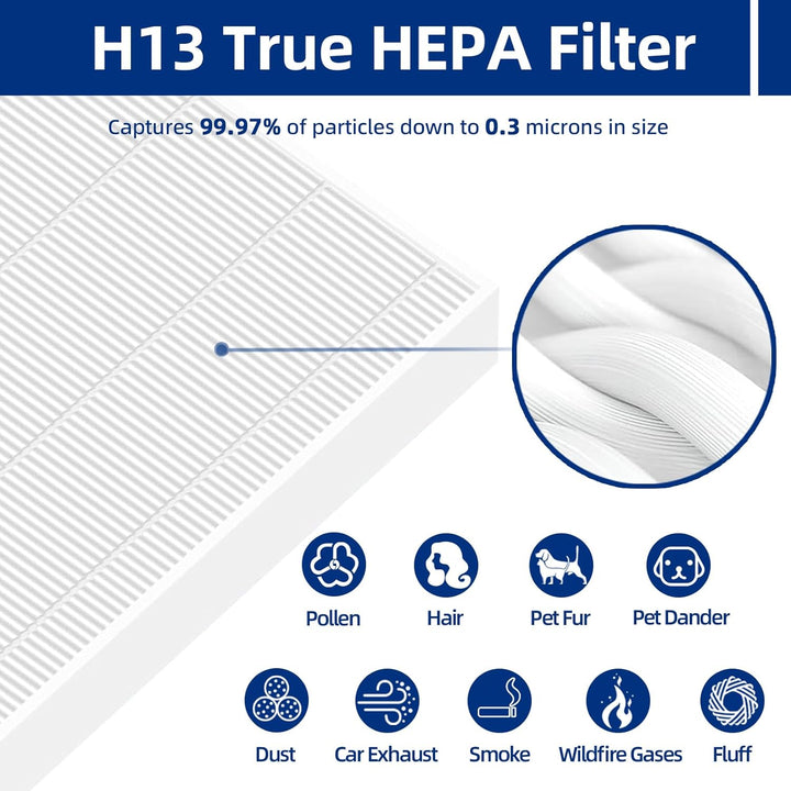115115 Replacement Filter A Compatible with Winix PlasmaWave 5300, 6300, C535, 5300 - 2, 6300 - 2, P300, AM90, 9000, 5000, 5000B, C909, 9800 Air Purifier - 2 x True HEPA Filter + 8 x Carbon Pre - Filters - Just Closeouts Canada Inc.