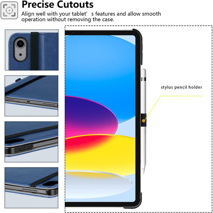 11th Generation Case 11 inch 2025, iPad 10th Generation Case 10.9 Inch 2022, Premium PU Leather Business Folio Stand Cover with Slot, Auto Wake/Sleep, Multi 4 Angles, Blue - Just Closeouts Canada Inc.