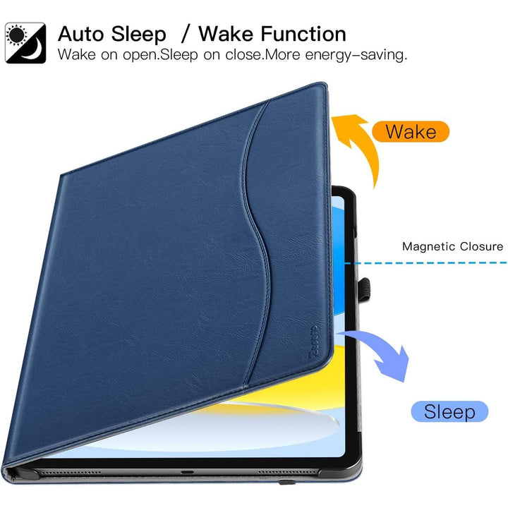 11th Generation Case 11 inch 2025, iPad 10th Generation Case 10.9 Inch 2022, Premium PU Leather Business Folio Stand Cover with Slot, Auto Wake/Sleep, Multi 4 Angles, Blue - Just Closeouts Canada Inc.