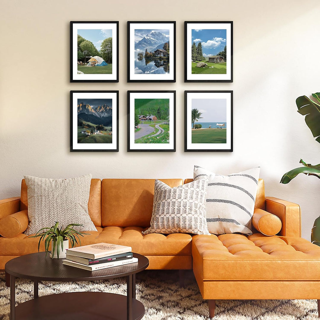 11x14 Picture Frame 2 Pack, Black Collage Wall Decor with HD Plexiglass, Display 8x10 with Mat or 11x14 Without Mat - Just Closeouts Canada Inc.6971152694512