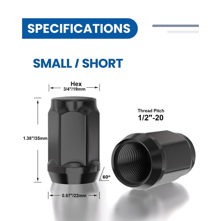 1/2"-20 Lug Nuts, 1/2x20 Closed End Bulge Acorn Wheel Lug Nuts Cone Seat, 3/4" 19mm Hex, 20pcs (1.38" (35mm), Black, 20) - Just Closeouts Canada Inc.B089D6VLHL