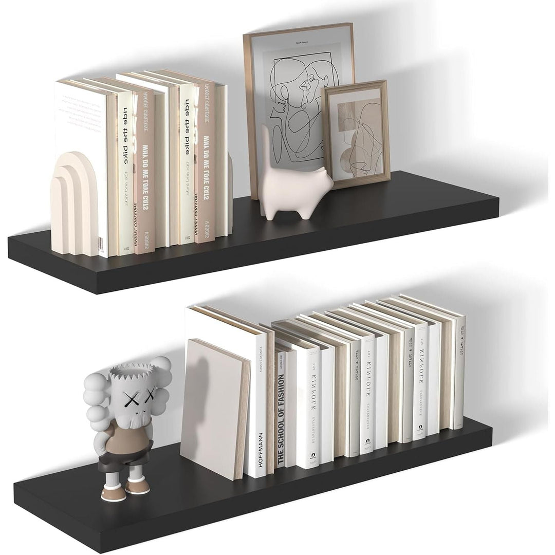 12 Inch Deep Floating Shelves for Wall 2 Pack Floating Shelves Large Storage Space Wall Mount Shelf for Living Room Kitchen Bathroom 36" W x 12" D x 1.2" H Black - Just Closeouts Canada Inc.