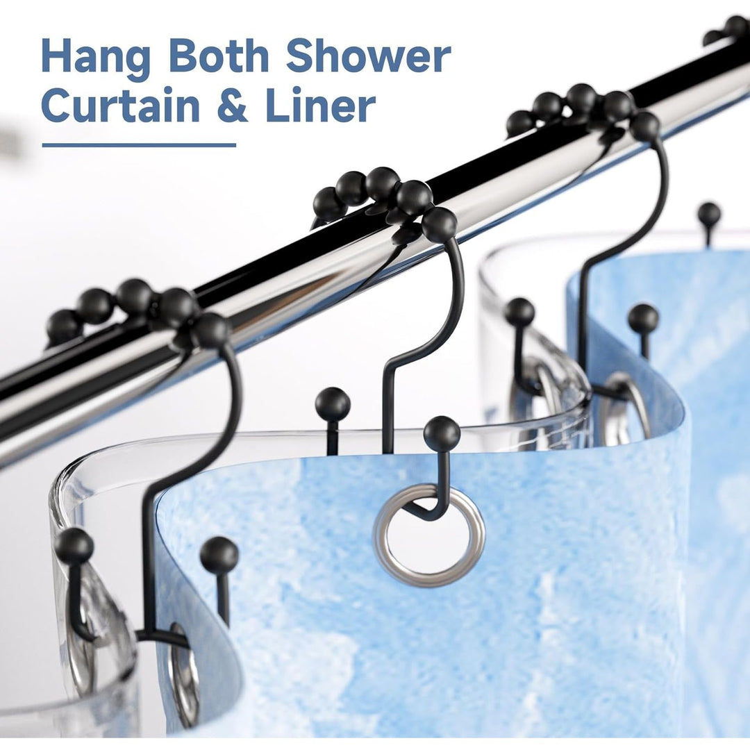 12 Matte Black Double-Glide Shower Curtain Hooks - Just Closeouts Canada Inc.X003XYIPZD