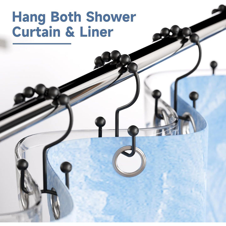 12 Matte Black Double-Glide Shower Curtain Hooks - Just Closeouts Canada Inc.X003XYIPZD