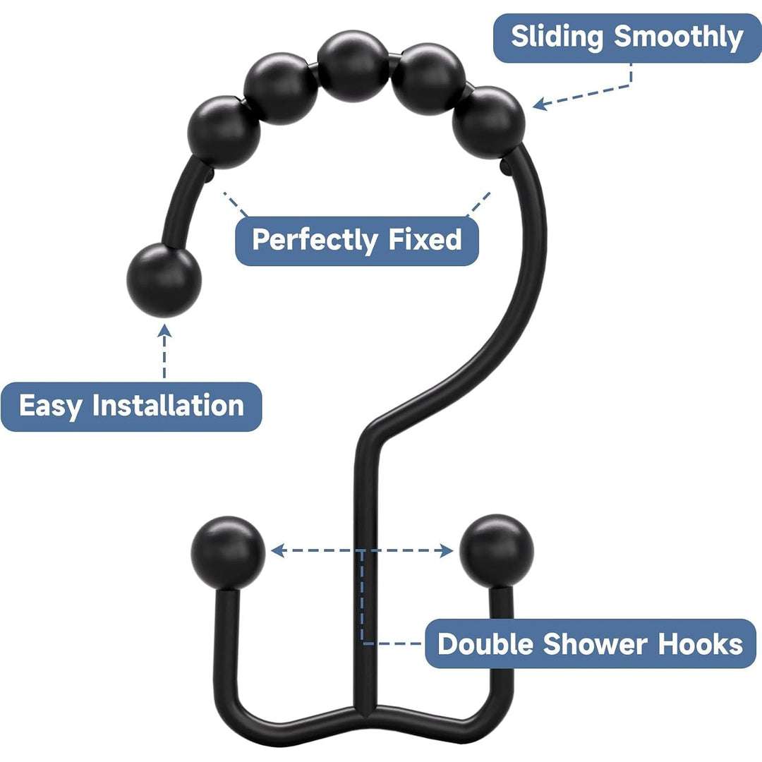12 Matte Black Double-Glide Shower Curtain Hooks - Just Closeouts Canada Inc.X003XYIPZD